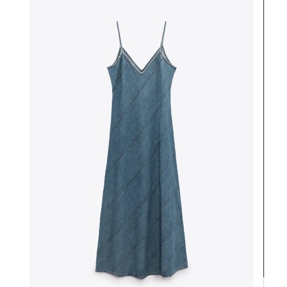Zara Trf denim Slip Dress USA Medium - Picture 6 of 9
